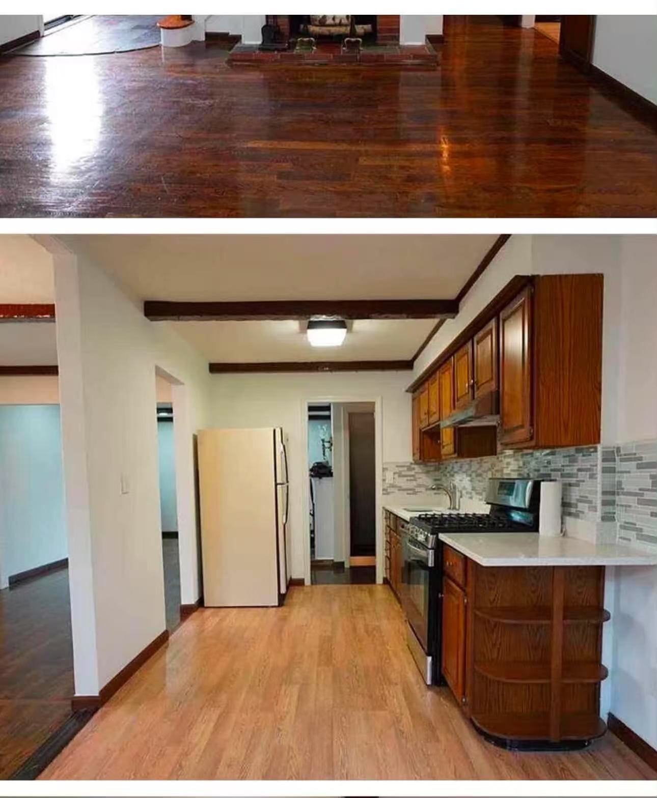 Kitchen and hardwood floor