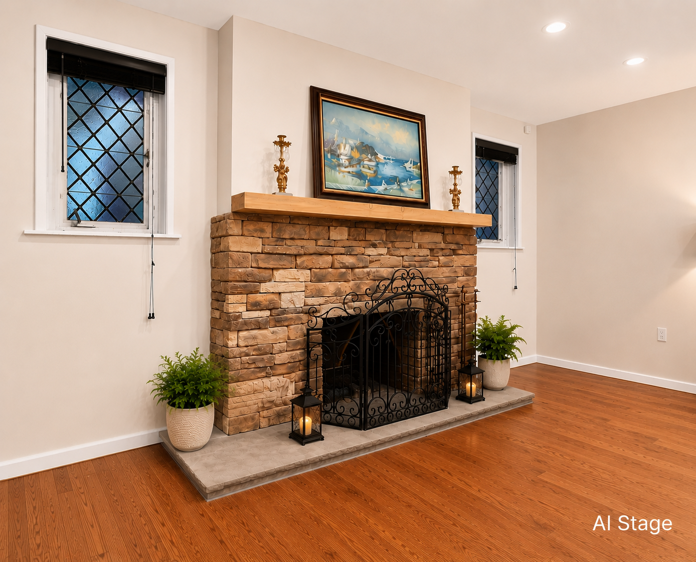 Living room fireplace