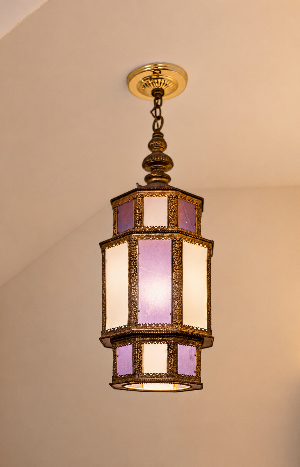 Vintage stained-glass lantern